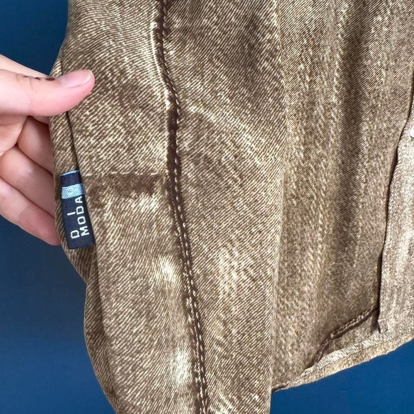 Vintage 90s Diomoda Button Down Men's Size 2XL Brown Jean Print Collared Urban - Picture 3 of 8